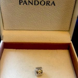 Authentic Pandora silver and 14k flower clip